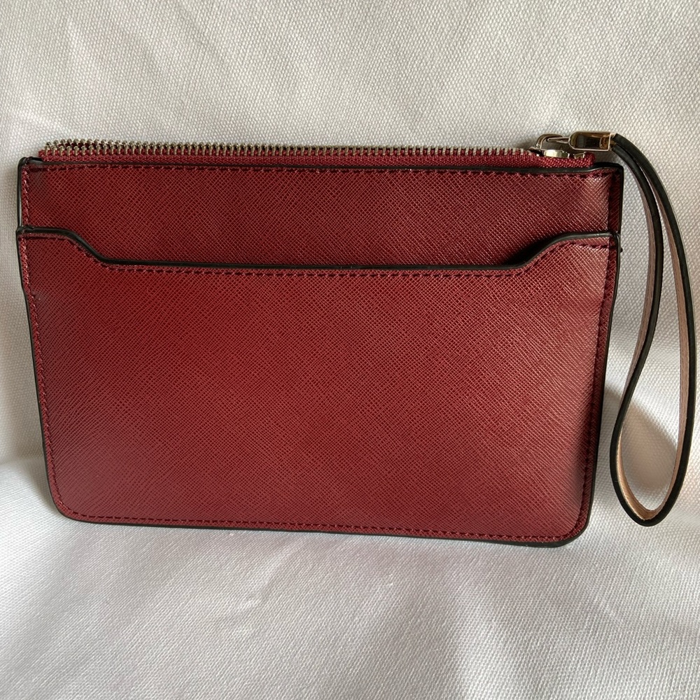 LILY & IVY I Wristlet Clutch Pouch I faux leather I burgundy